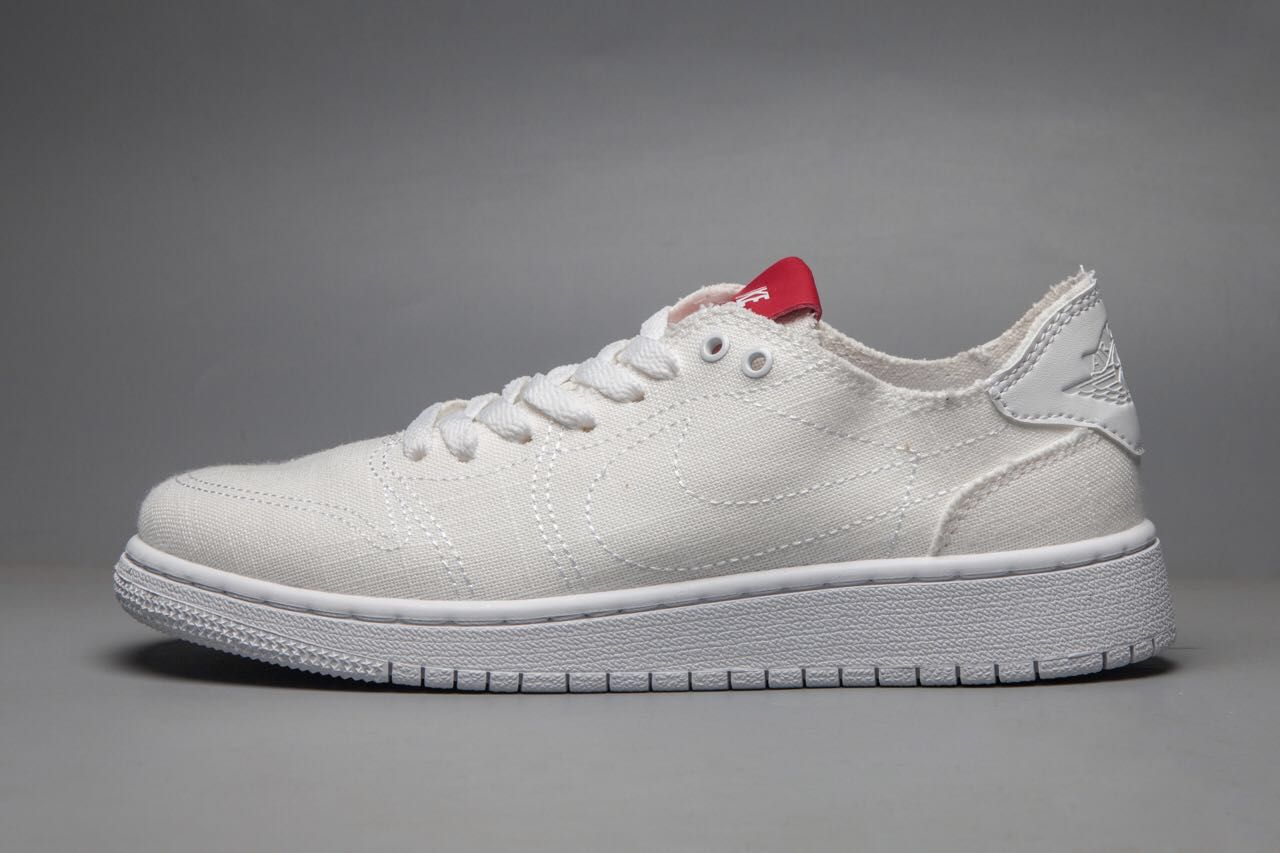 New Air Jordan 1 Low Canvas All White Shoes - Click Image to Close